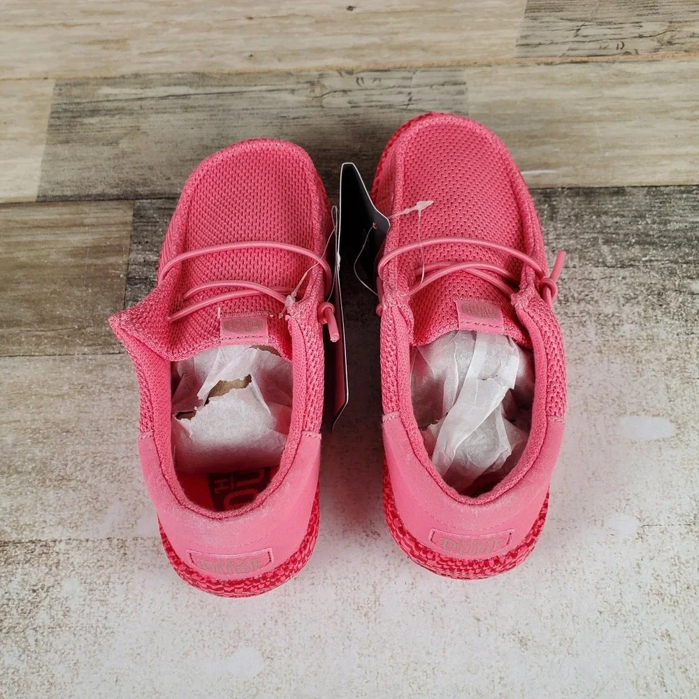 Hey Dude Wally Funk Warped Geo Boys Shoes Sz 13 Pink Lemonade Hot Pink Round Toe